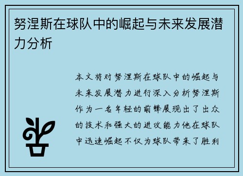 努涅斯在球队中的崛起与未来发展潜力分析