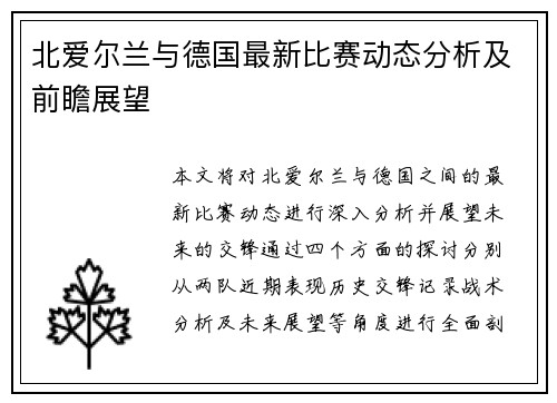 北爱尔兰与德国最新比赛动态分析及前瞻展望